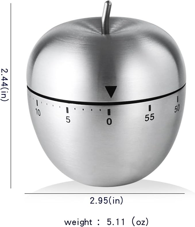 60 Minute Egg Timer, Kitchen Timers for Cooking, Wind Up Timer 0-60 Minutes, Timers for Classroom, Visual Timer for Kids, Mechanical Egg Shape Timer for Saunas and Hard Boiled Eggs (Fruit Shape)