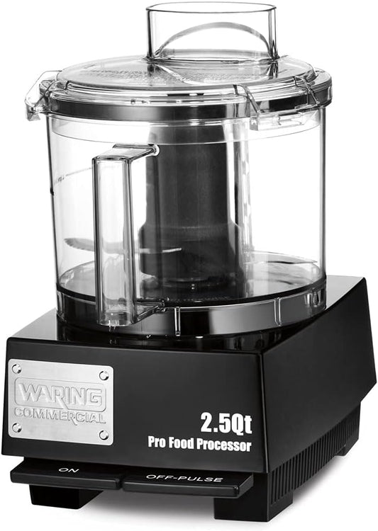 Waring Commercial WFP11SW 2.5 Quart Food Processor, 3/4 HP Motor, Low Profile Design, Patented LiquiLock Seal Bowl System, Includes Whipping Disc and a Standard S blade for Chopping, Pureeing, and Emulsyfying, 120V, 5-15 Phase Plug