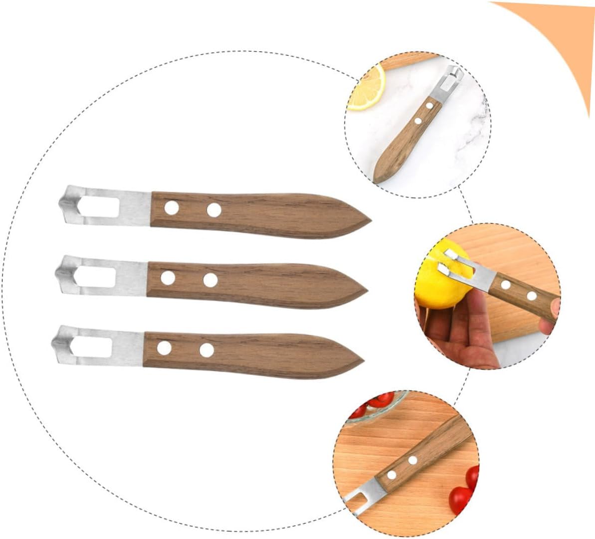 3Pcs Wear-resistant Stainless Steel Lemon Peelers Multi-function Household Zesters with Ergonomic Handles for Grating Cheese Chocolate and Citrus Fruits in Kitchen and Restaurant