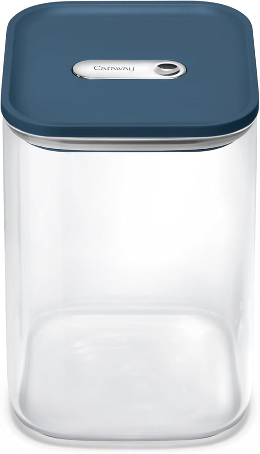 Caraway 4qt Glass Airtight Food Storage Container with Lid – Non-Toxic, BPA-Free Kitchen Storage Container – Stackable, Space-Saving Airtight Container for Dry Goods and More - Navy