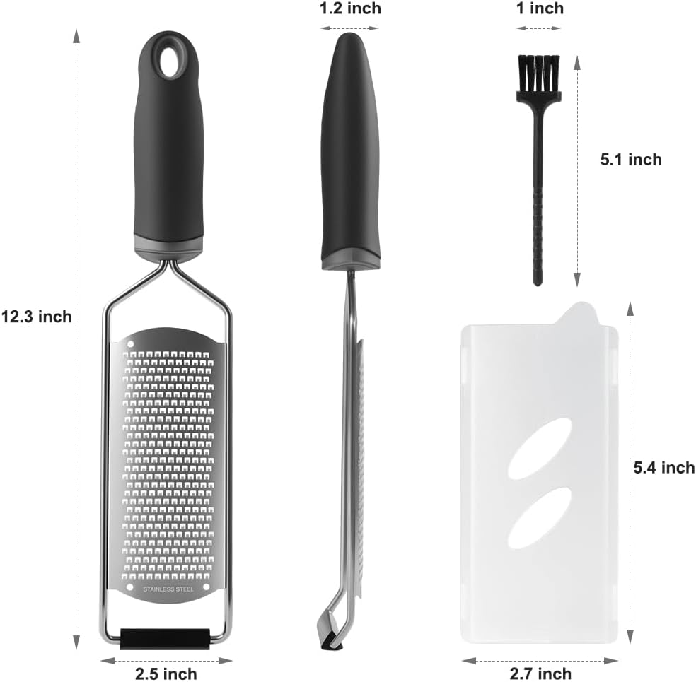 Upgraded Lemon Zester & Cheese Grater,Food Grade Stainless Steel None-Slip Handle Grater for Chocolate, Ginger and Garlic,Durable and Easy-To-Clean（Dishwasher Safe）