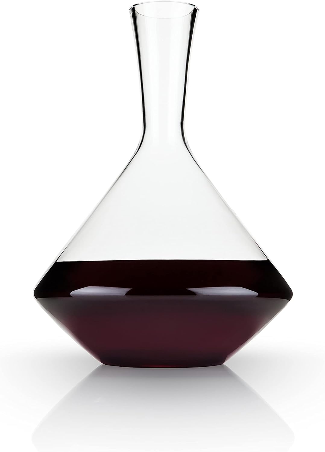 Viski Angled Wine Decanter, Lead-Free Crystal Carafe for Red and White Wine with Broad Base for Aeration, Elegant Large Pitcher for Wedding Gifts, Housewarming Essentials, 60 oz (1.8 L), Set of 1