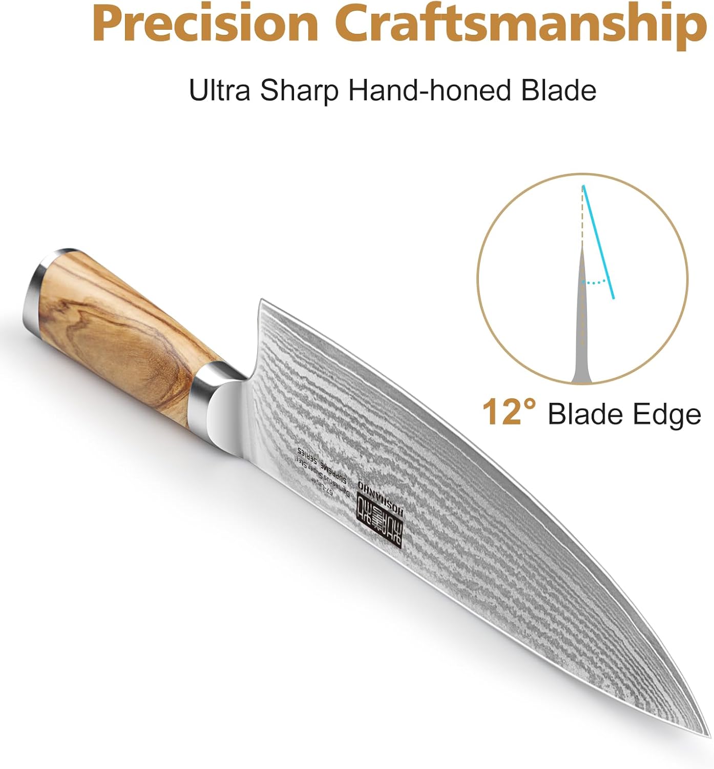 HOSHANHO Knife Set with Block 7-Piece, Professional 67-layer Damascus Super Steel Kitchen Knife Sets for Cooking, Ultra Sharp Knife Set with Sharpener