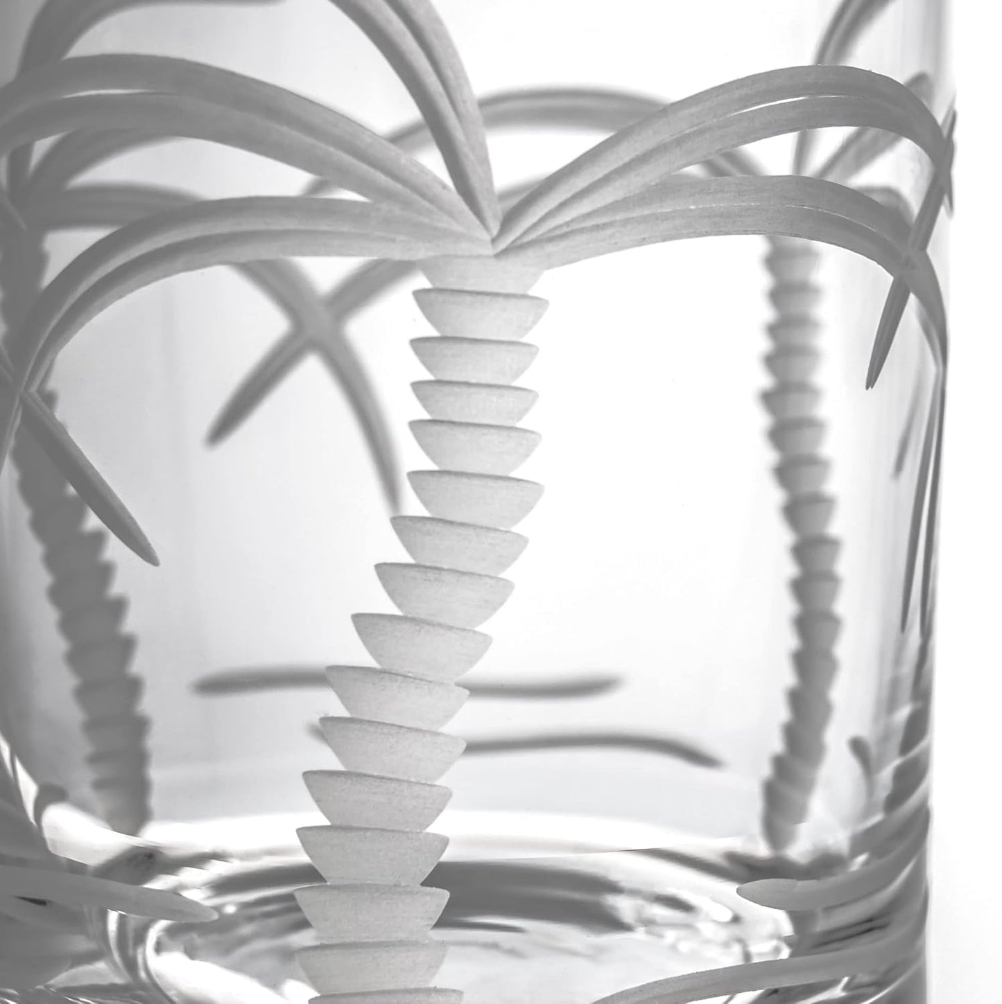 Rolf Glass Palm Tree Double Old Fashioned Glass 13 ounces – Engraved Whiskey Glasses - Lead-Free Tumbler Glass – US Made (Set of 2)