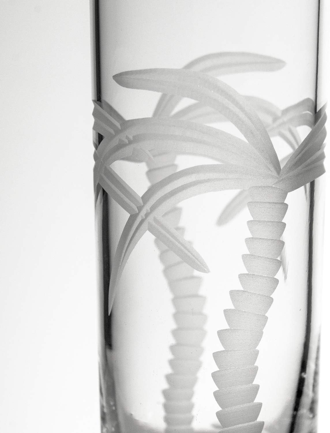 Rolf Glass Palm Tree Shot Glass | 2.5oz Engraved Glass Cordial | Coastal Glassware | Lead-Free and Diamond-Wheel-Engraved | Made in the USA | Set of 4