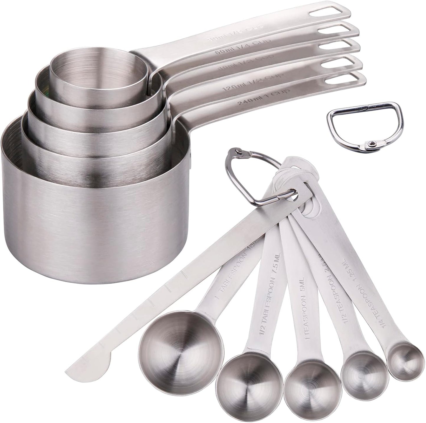 Smithcraft Measuring Cups and Spoons Set, Dry Metal Measuring Cup Set of 11, Stainless Steel Measuring Cups and Spoons, 5 Measure Cups and 5 Kitchen Measurement Spoons & Leveler