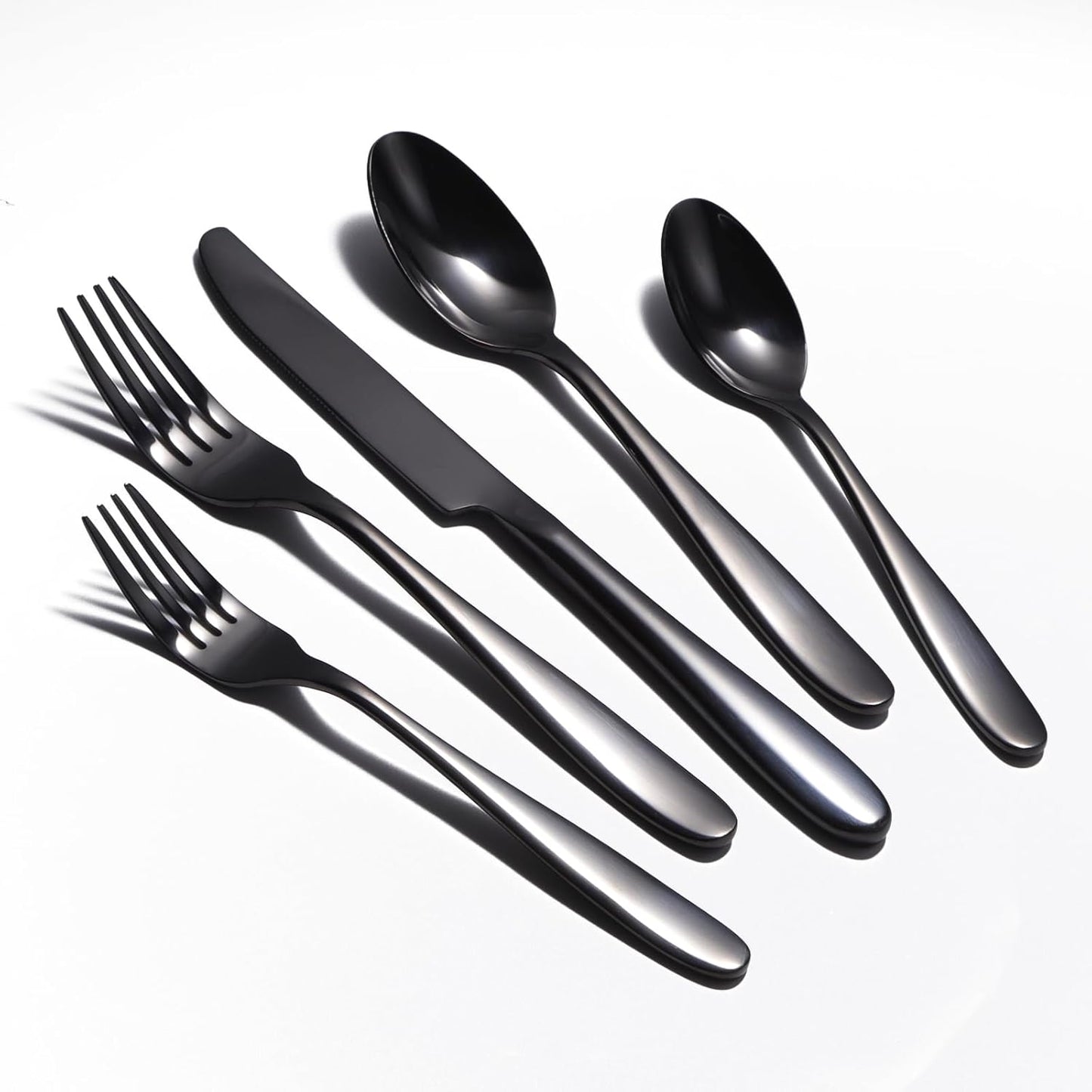 20-Piece Black Silverware Set, Flatware Set for 4, Food-Grade Stainless Steel Tableware Cutlery Set, Mirror Finished Utensil Sets for Home Restaurant, Forks Spoons and Knives Set, Dishwasher Safe