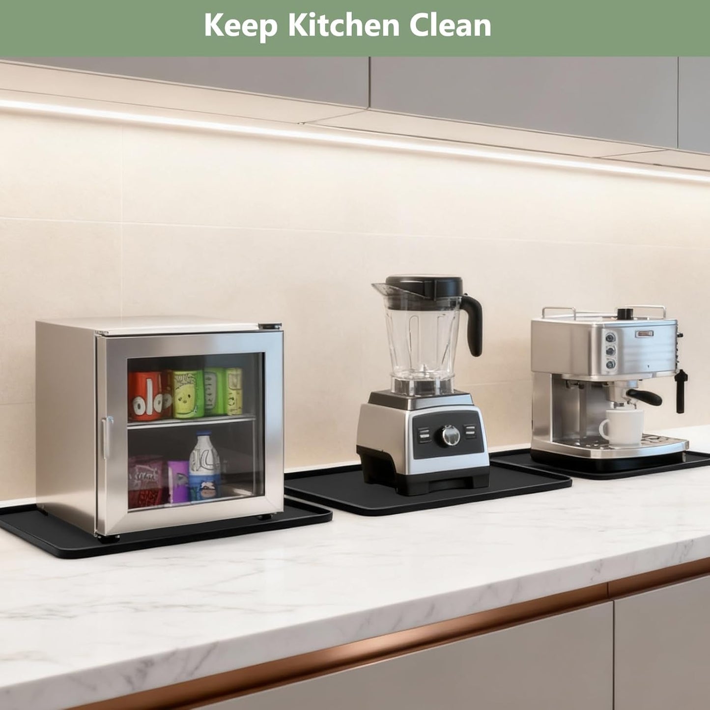 AKEfit Heat Resistant Silicone Mat, Non-Slip Waterproof Air Fryer Mat for Kitchen Countertops, Oven, AC,Stove Top & Dining Table Protection (BLACK)