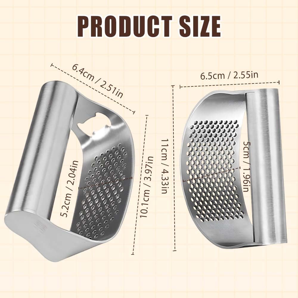 Stainless Steel Garlic Press, 2026 Upgrade Garlic Press Rocker Heavy Duty Stainless Steel Garlic Mincer, Heavy Garlic Chopper with Peeler And Cleaning Brush (2PCS With Corkscrew)