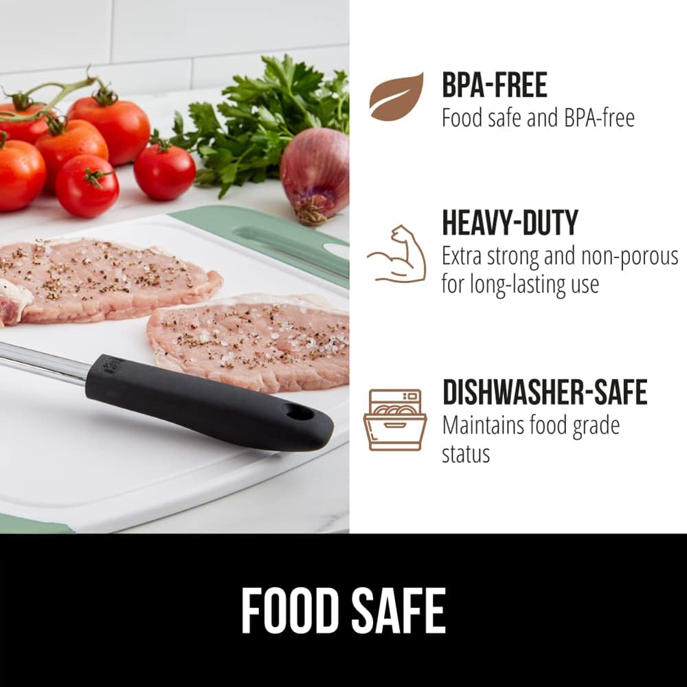 GORILLA GRIP BPA-Free Reversible Kitchen Cutting Board Set of 3, US Designed, Nonporous, Juice Grooves Catch Liquid, Slip Resistant Border, Dishwasher Safe Large Food Chopping Boards, Gray Mint Pink