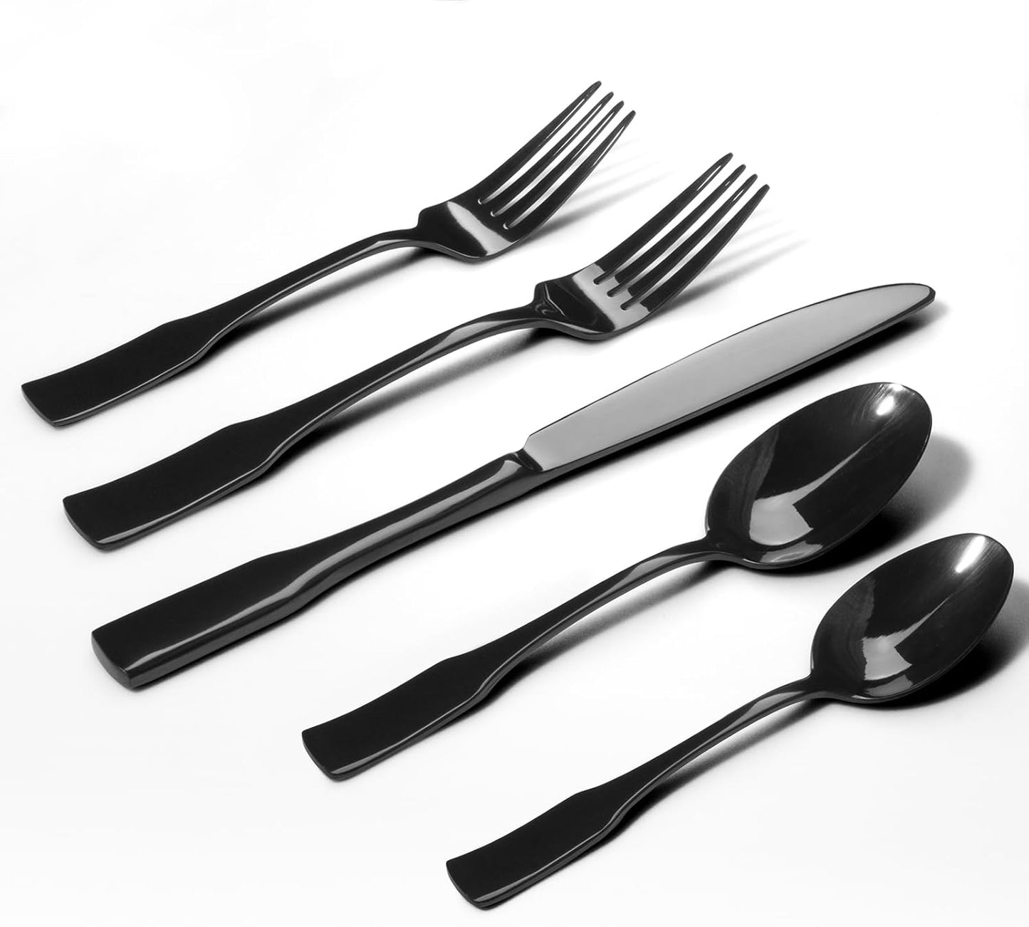 Alata Kate Black Mirror 40-Piece Silverware Set,Service for 8,Stainless Steel Flatware Set,Mirror Cutlery Set,Dishwasher Safe