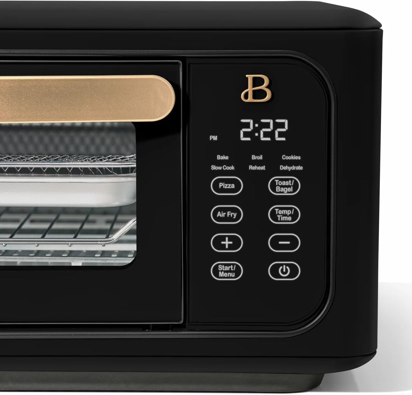 Beautiful Infrared Air Fryer Toaster Oven Combo - 10-in-1 Countertop Convection Oven with Air Fry, Bake, Pizza, Toast & Dehydrate Functions - 1800W Stainless Steel Kitchen Appliance (Black Sesame)