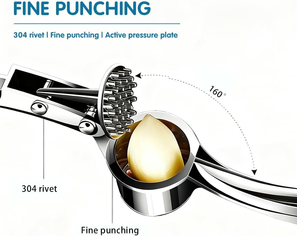 1 Pack Garlic Press, Lightweight-Duty Rust-Resistant Garlic Mincer & Crusher with Ergonomic Handle, Easy Squeeze, Easy Clean, Dishwasher Safe