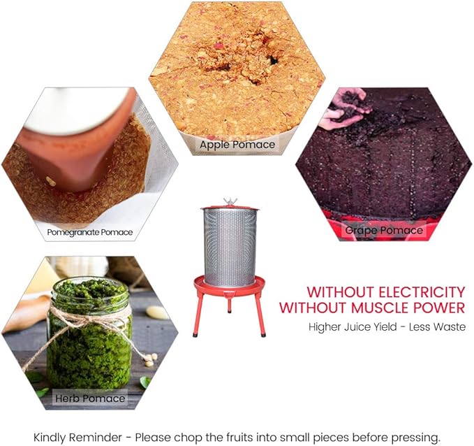 SQUEEZE master Hydraulic Fruit Wine Apple Press -5.3Gallon/20L -Stainless Steel for Wine Cider Making with Filter Bag&Splash Guard