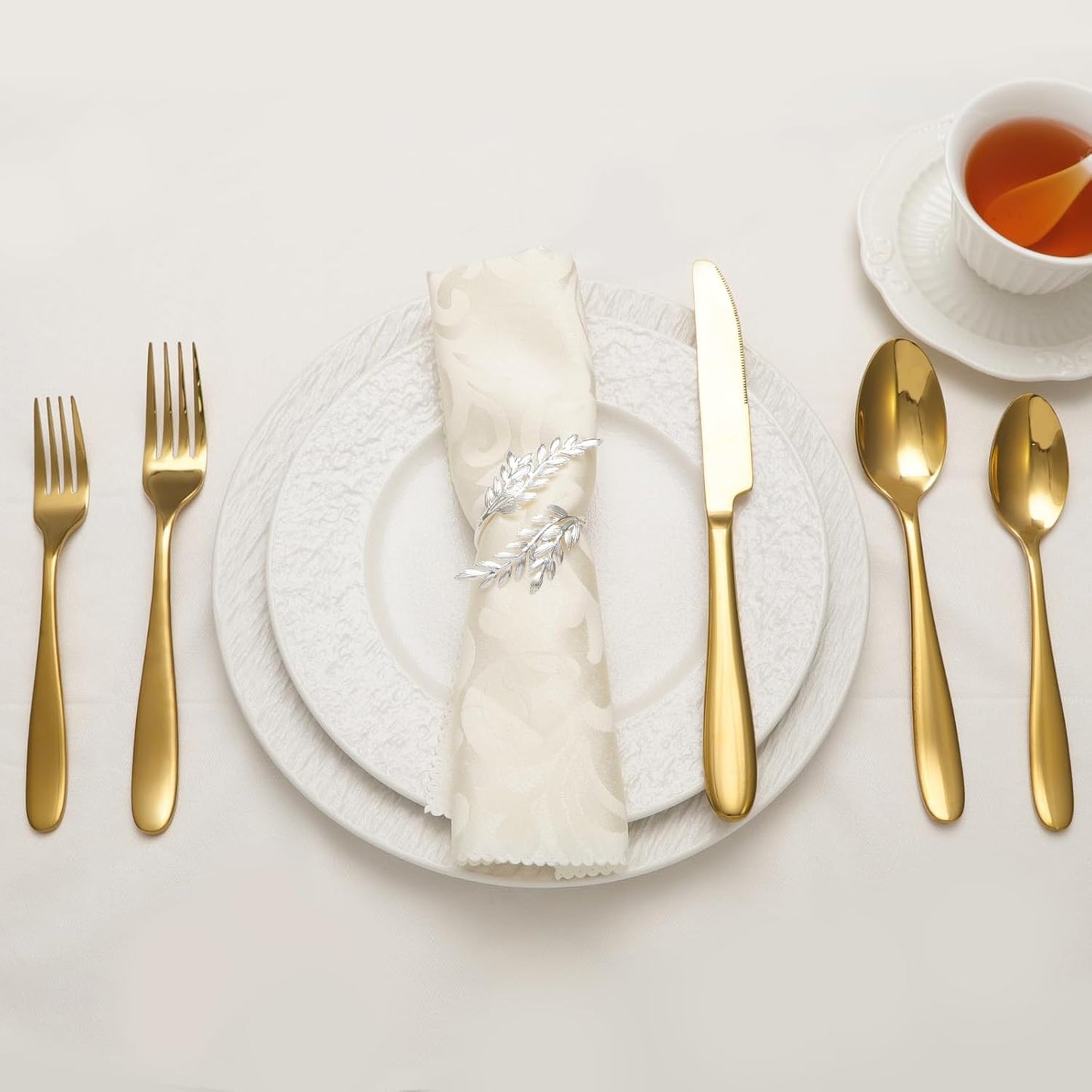 20-Piece Gold Silverware Set, Flatware Set for 4, Food-Grade Stainless Steel Tableware Cutlery Set, Mirror Finished Utensil Sets for Home Restaurant, Forks Spoons and Knives Set, Dishwasher Safe