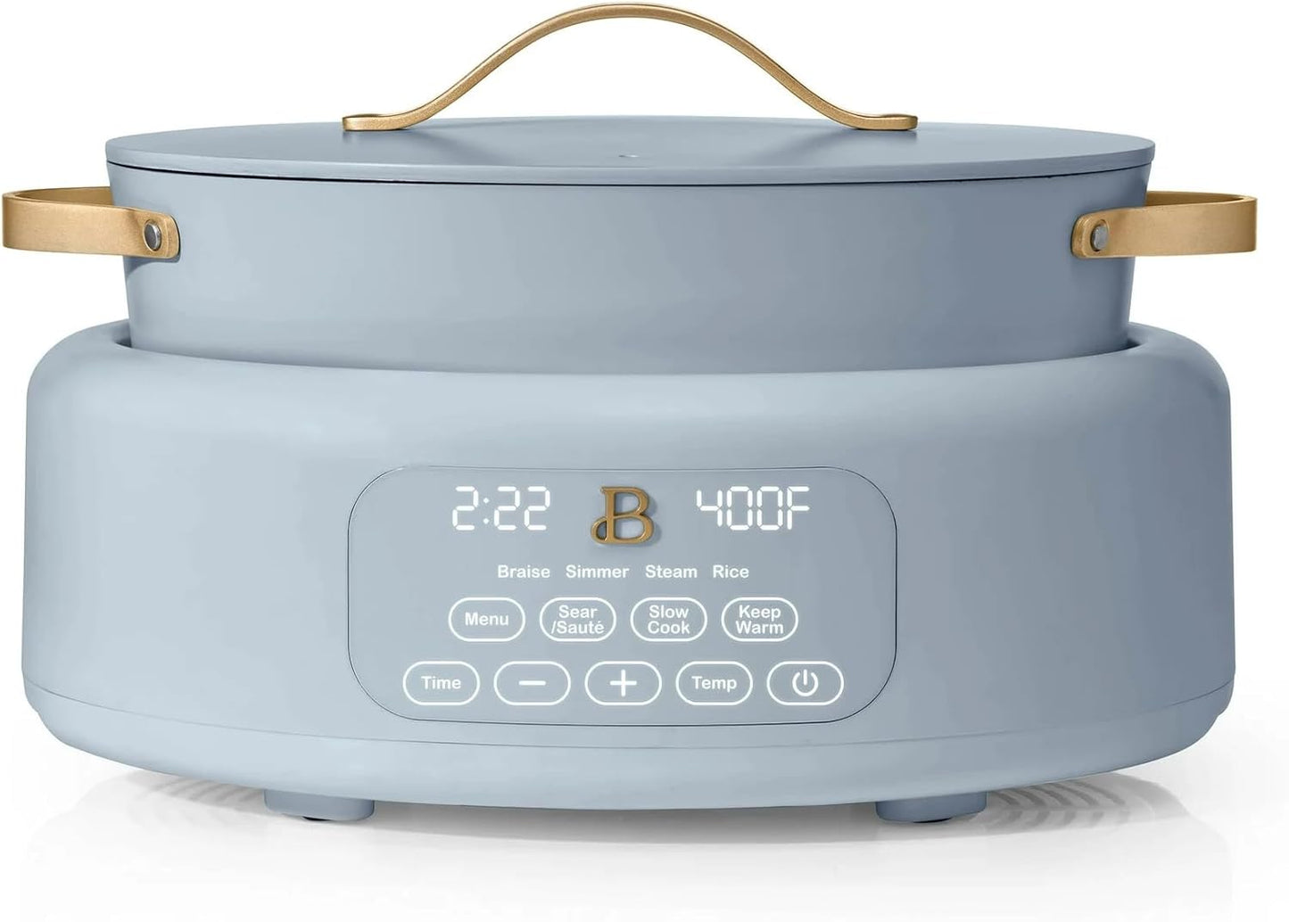 Beautiful™ 10-in-1 Electric Multi-Cooker, 6 Quart – Cornflower Blue by Drew Barrymore, Pressure Cook, Slow Cook, Sauté, Steam, Rice, Yogurt & More, Programmable Digital Display, Dishwasher-Safe Pot