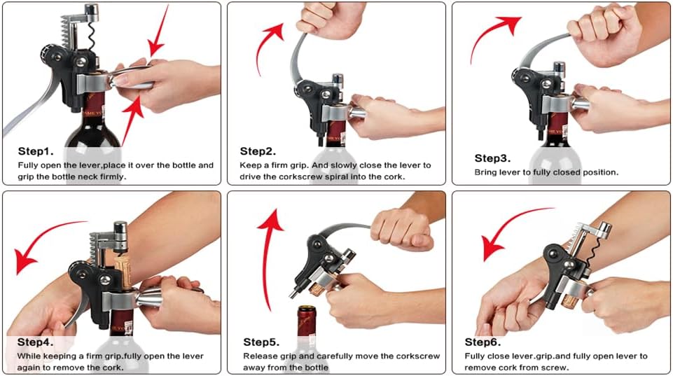 Wine Opener,Wine Bottle Opener, Wine Accessories Areator Wine Opener Kit, Red wine Corkscrew Set with Wood Case,Wine Gift with Luxury Packaging