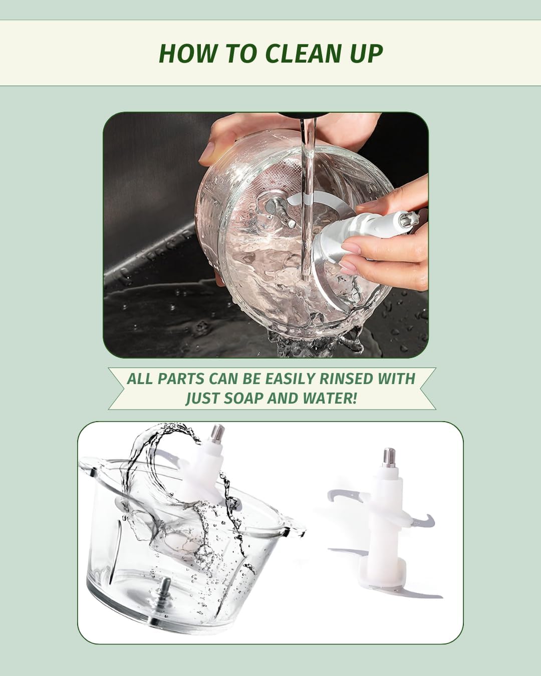 Food Processor 500W, electric chopper for kitchen meat processor, food processor 8 cup - 2L vegetable chopper stainless steel - food processor small, food grinders electric