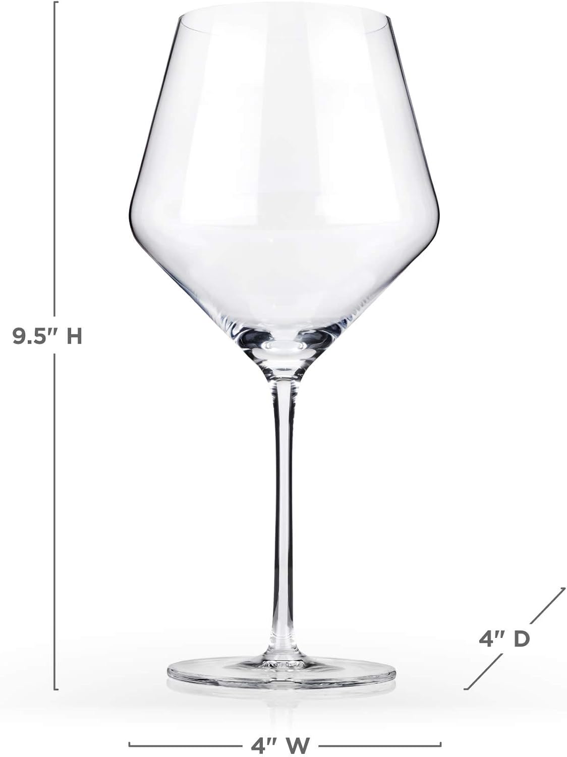 Viski Raye Angled Burgundy Wine Glasses, Crystal Clear Red Wine Glasses for Wedding, Anniversary, Birthday Gifts for Women and Men, Home Bar, Elegant Glassware, 21 oz, Set of 2