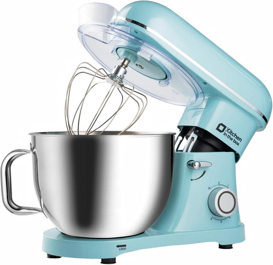 Kitchen in the box Stand Mixer, 900W 8.5QT Kitchen Electric Mixer, 6-Speed Large Capacity Food Mixer for Home Cooks with Egg Whisk, Dough Hook & Flat Beater (Blue)