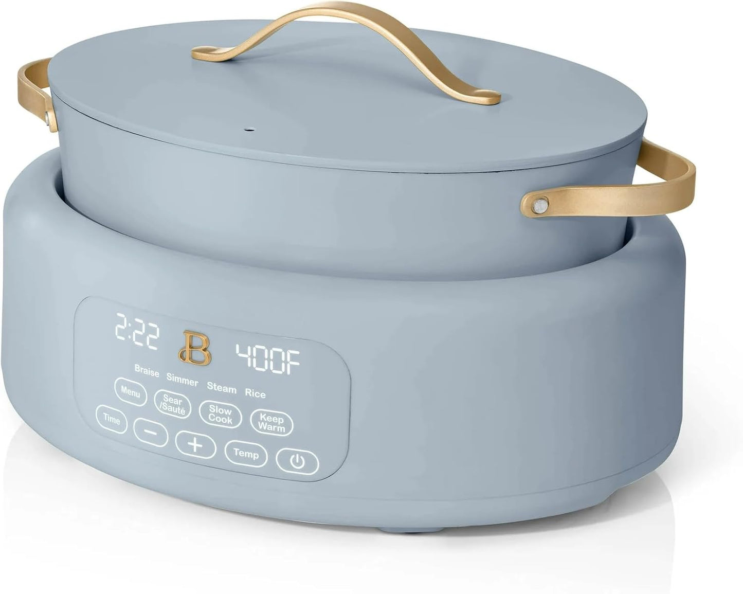 Beautiful™ 10-in-1 Electric Multi-Cooker, 6 Quart – Cornflower Blue by Drew Barrymore, Pressure Cook, Slow Cook, Sauté, Steam, Rice, Yogurt & More, Programmable Digital Display, Dishwasher-Safe Pot