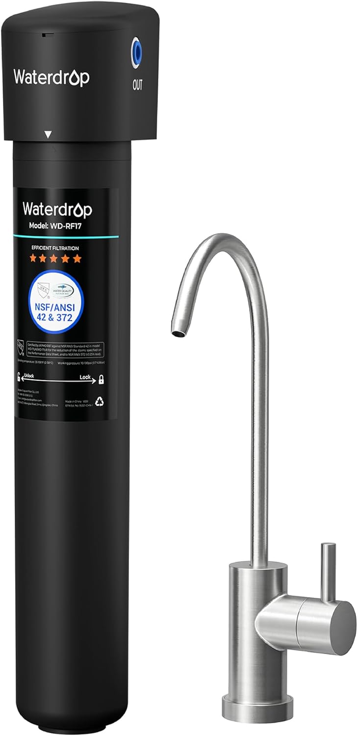 Waterdrop 17UB 3 Years Under Sink Water Filter, Under Sink Water Filtration System, NSF/ANSI 42 Certified, Reduces PFAS, PFOA/PFOS, Lead, Under Sink Water Filter with Faucet, 24K Gallons
