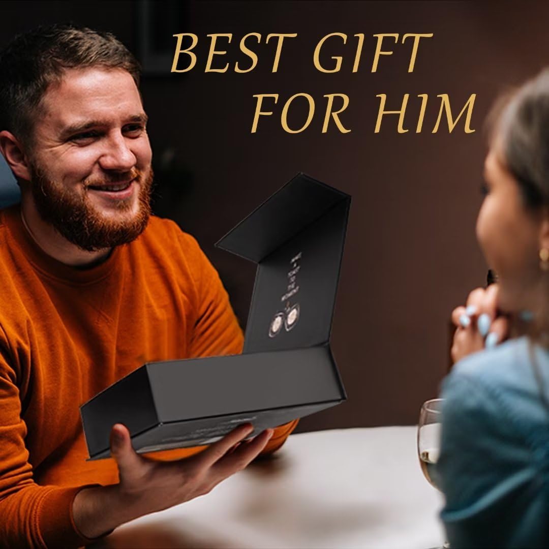 Whiskey Balls Reusable 55mm, Bourbon Gifts for Men Stocking Stuffers, Whiskey Ice Stones with Tongs, for Dad Who Has Everything, Anniversary Birthday Gifts for Boyfriend Grandpa Him Husband from Wife