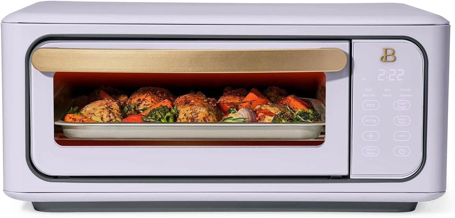 Beautiful Infrared Air Fryer Toaster Oven Combo - 10-in-1 Countertop Convection Oven with Air Fry, Bake, Pizza, Toast & Dehydrate Functions - 1800W Stainless Steel Kitchen Appliance (Lavender)
