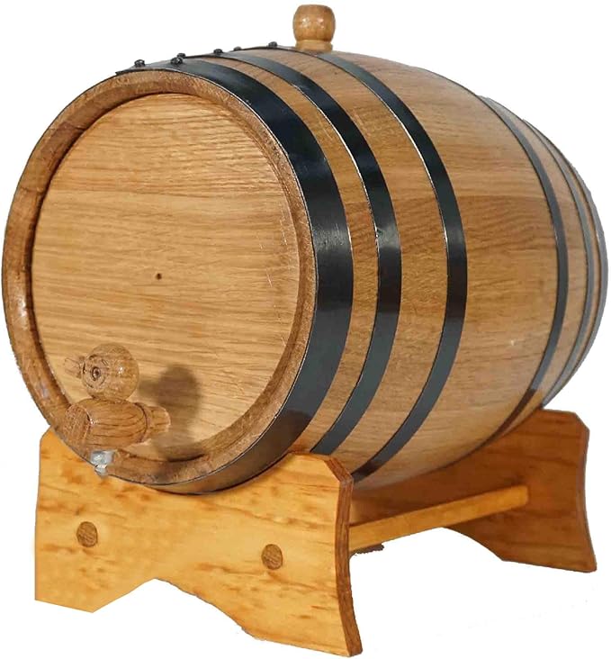 1 Gallon Oak Aging Barrel (5 Liter) with Stand, Bung and Spigot - Wooden Mini Whiskey Barrel - Charred Oak Barrels for Aging Whiskey, Bourbon, Cocktails, Rum, Tequila, Mead Wine