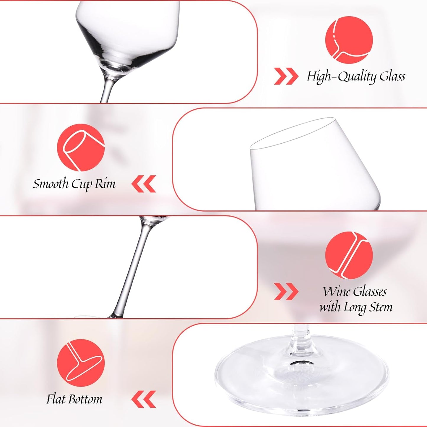 KAMMAK Wine Glasses Set of 2, 15 oz Hand Blown Crystal Bordeaux Wine Glasses, Thin Rim & Long Stem, Perfect for Red & White, Daily Use, Wedding Anniversary or Birthday Gift with Gift Box, S83BG45