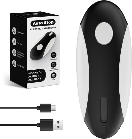 Auto Stop Electric Can Opener - Rechargeable Can Openers Smooth Edge for Seniors,One Touch Cut Opener Handsfree for Kitchen Portable for Any Size Cans