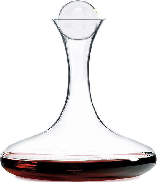 Large Wine Decanter | Hand-Crafted in Europe | 66 FL Oz | Crystal Ground Stopper | Wide Base for Optimal Aeration | 100% Lead-Free Crystal | Handblown | Gift-Boxed | Elegant Design