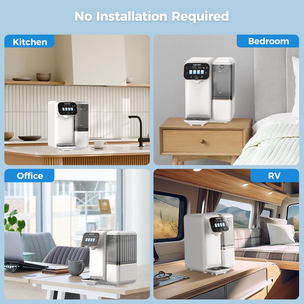 Countertop Reverse Osmosis Water Filter, UV 6 Stage RO Filtration System with Remineralization pH Balance, Portable Water Purifier for Kitchen, RV, Office, No Installation, B100