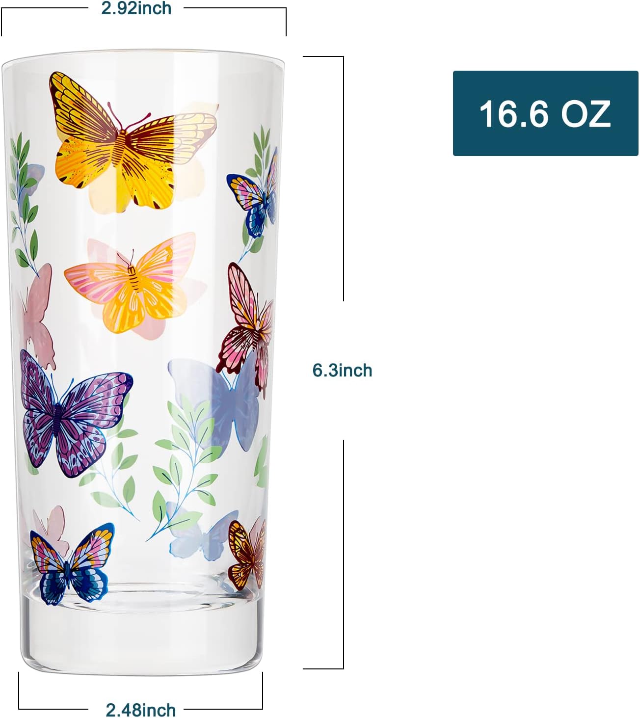 Drinking Glasses Set Of 6,Highball Glasses 16OZ,Clear Water Glasses with Heavy Weighted Base,Made From Premium Borosilicate Glass,Glass Cups for all beverage,Ice Tea&Coffee…