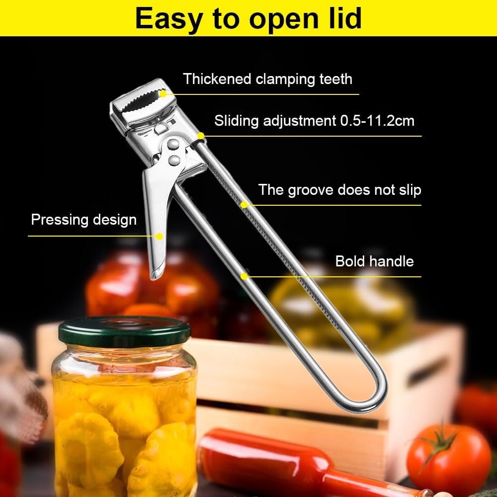 Adjustable Multifunction Bottle Cap Opener Stainless Steel Lids Off Jar Opener, 2025 Upgrade Adjustable Multifunctional Stainless Steel Can Opener Jar Opener for Weak Hands Seniors (2)