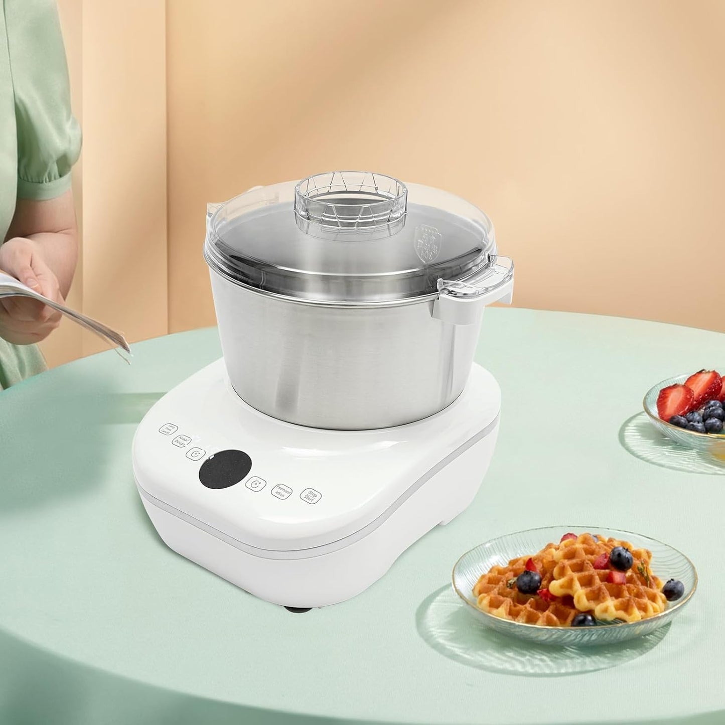 169oz Electric Dough Maker with Fermentation, 200W Dough Stand Mixer Machine with 140-170 RPM,Built-in Microcomputer Timer,Digital Screeny, Automatic Kneading Machine for Bakery (White)