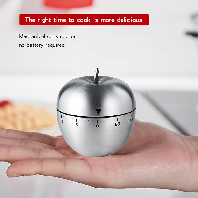 60 Minute Egg Timer, Kitchen Timers for Cooking, Wind Up Timer 0-60 Minutes, Timers for Classroom, Visual Timer for Kids, Mechanical Egg Shape Timer for Saunas and Hard Boiled Eggs (Fruit Shape)