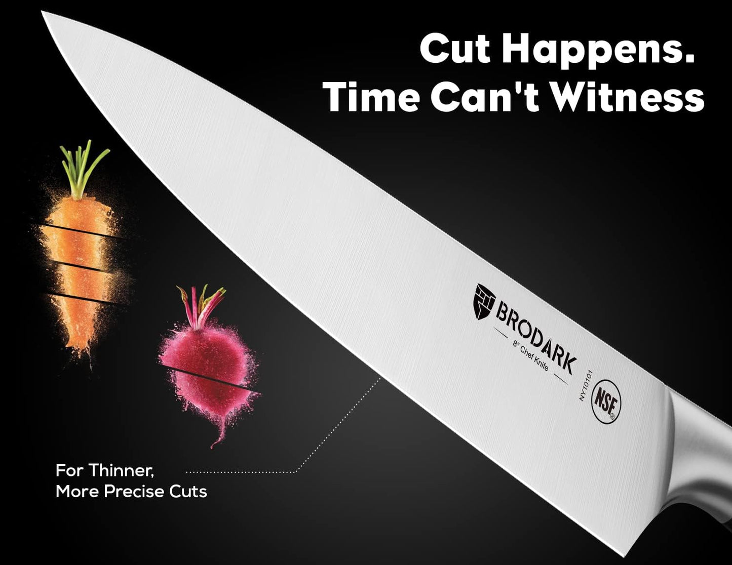 BRODARK Kitchen Knife Set: Full Tang 15 Pcs Professional Chef Knife Set with Sharpener, Razor-sharp Knives Set for Kitchen, German Stainless Steel Knife Block Set, Steel-king Series for Christmas Gift