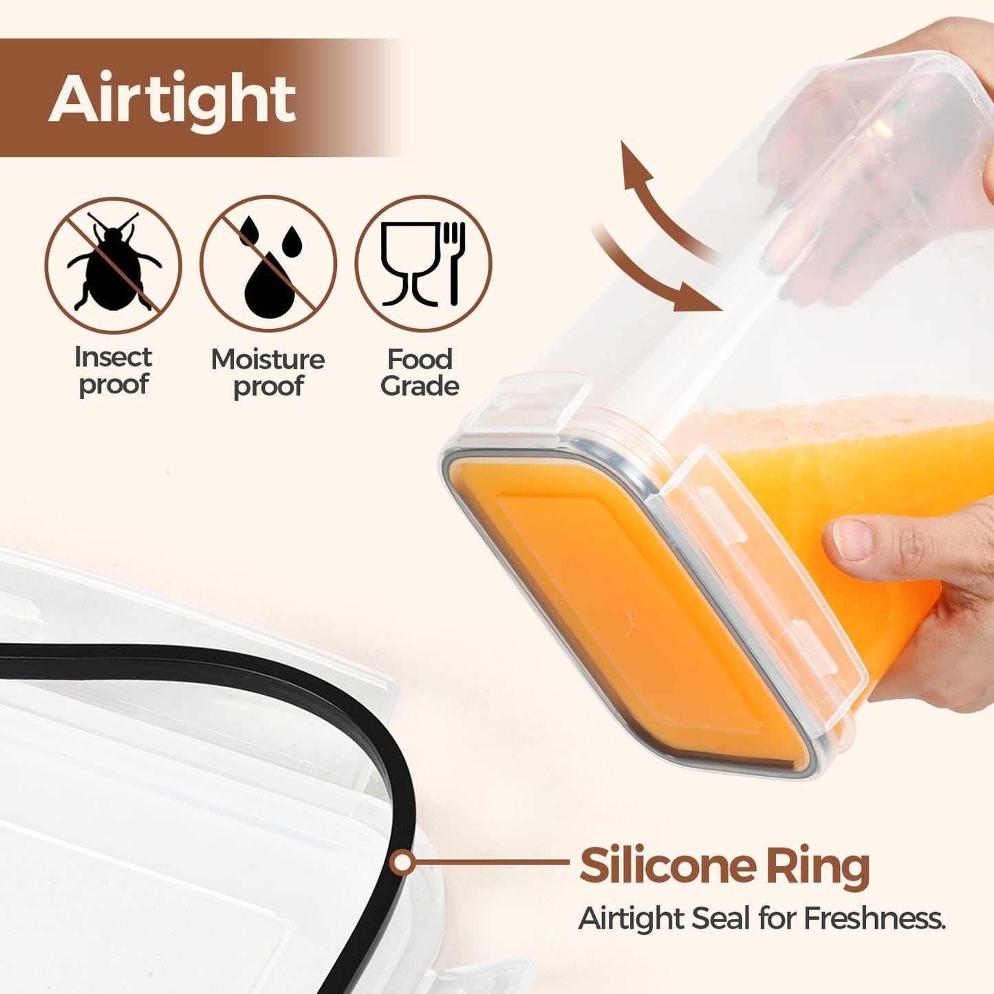 ComSaf Food Storage Containers with Lids Set of 3 (2L/2.1Qt) (1.4L/1.5Qt) (0.8L/0.8Qt), Airtight Food Storage Container, Plastic Canister Sets for Kitchen, Pantry Organizer for Sugar, Cereal and Snack