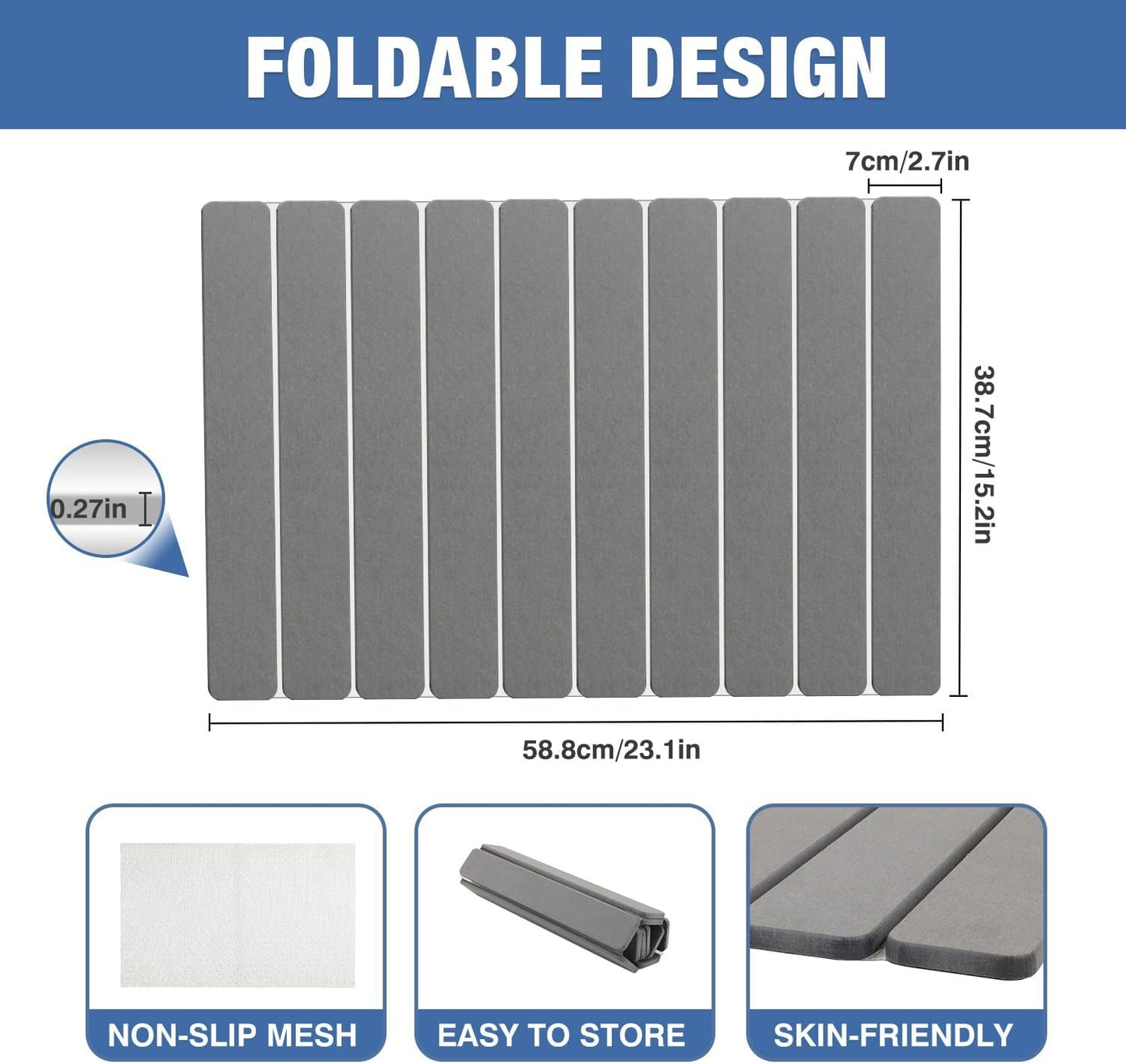 Large Stone Dish Drying Mat for Kitchen Counter 24”x16” Quick Dry & Super Absorbent Diatomaceous Earth Stone Drying Mat, Foldable, Sustainable Roll Away Dish Mat for Dishes, Bottles & Cups Gray