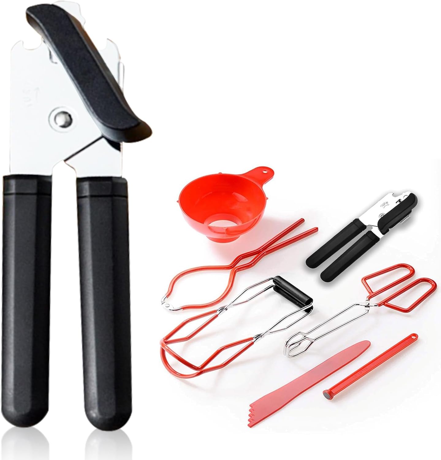 Can Opener Manual, Bottle Opener and Can Opener Easy to Use, Heavy Duty Handheld Strong Can Openers with Soft Touch Handle Multifunctional Bottle Opener for Kitchen Essentials, Home Canning Kit