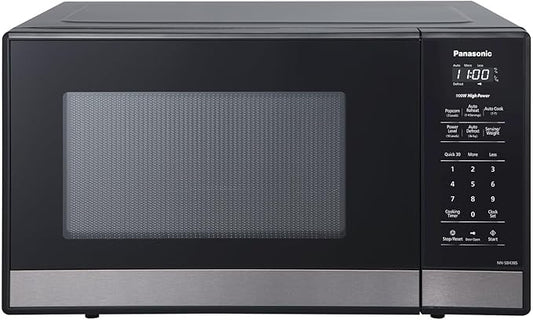 Panasonic NN-SB438S Compact Microwave Oven, 0.9 cft, Black Stainless Steel