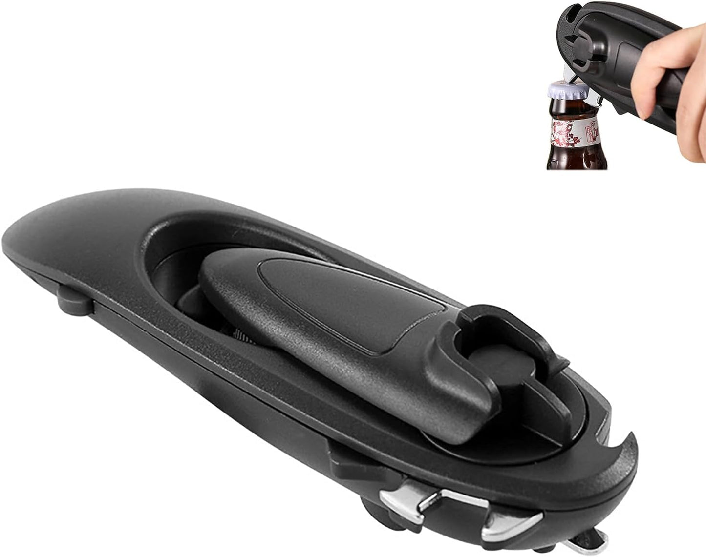 Multifunction Can Opener, 8 in 1 Stainless Steel Manual Bottle Opener, Save Effort (Black)