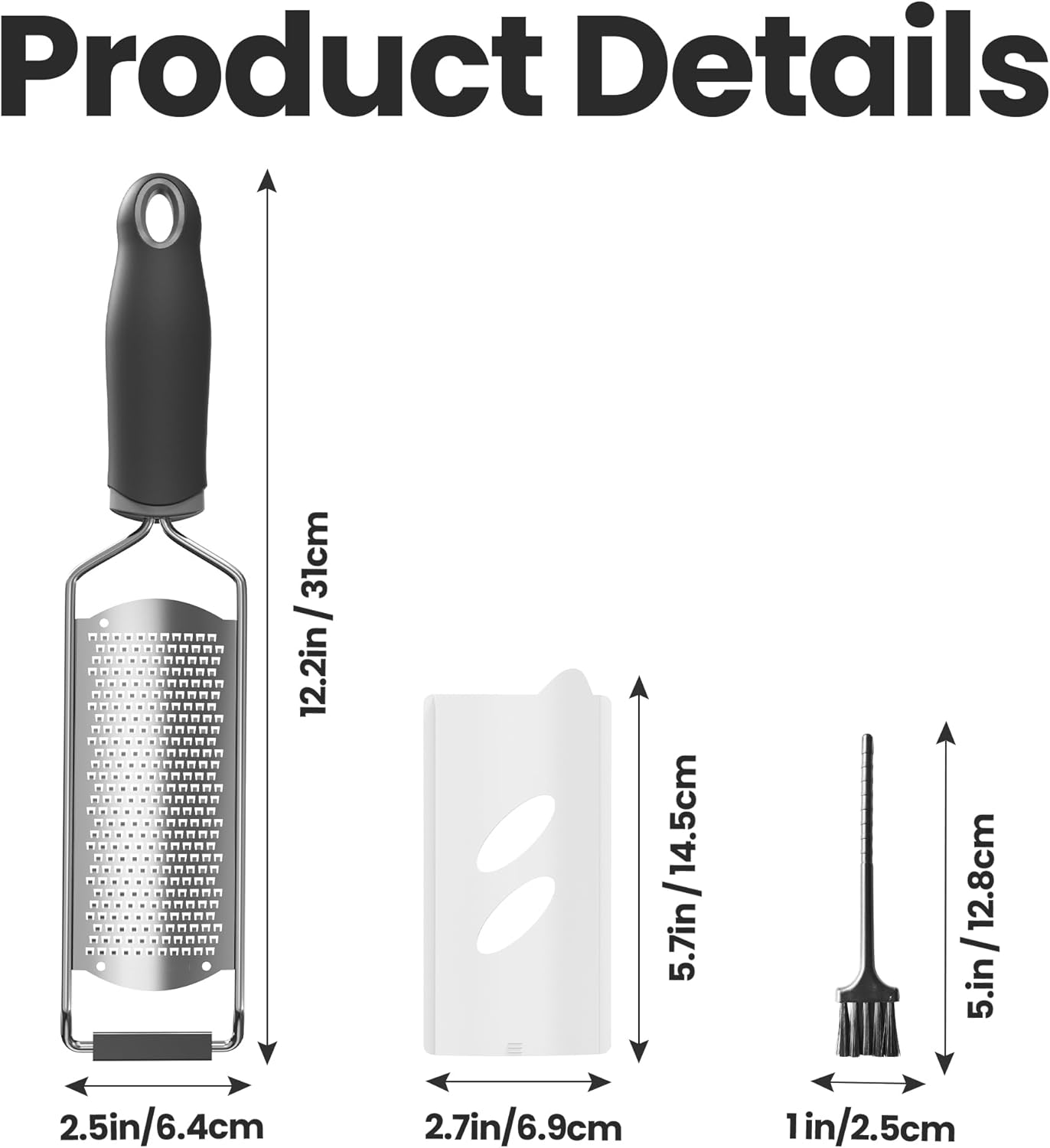 Cheese Grater, Lemon Zester, Fine Cheese Grater with Handle, Width 2.5 inch