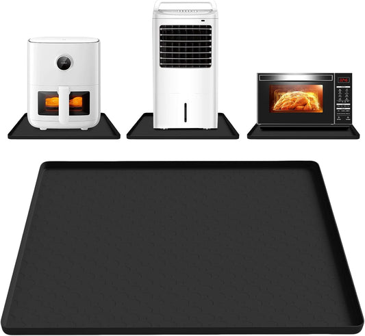 AKEfit Heat Resistant Silicone Mat, Non-Slip Waterproof Air Fryer Mat for Kitchen Countertops, Oven, AC,Stove Top & Dining Table Protection (BLACK)
