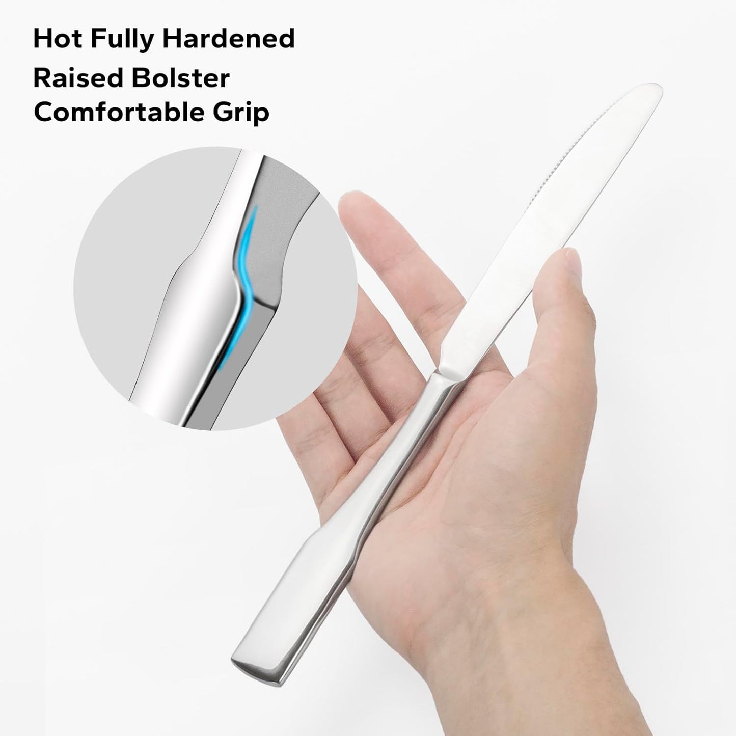 Alata Kate 24-Piece Silverware Set with Steak Knife, Stainless Steel Flatware Set Service for 4, Mirror Polished Cutlery Set Dishwasher Safe