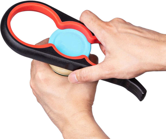 Bloss Jar Opener Bottle Opener Jar Gripper for Weak Hands, Seniors With Arthritis and Children, 4 in 1 Multi-Function Non Slip Colorful Can Opener Tool Get Lids Off Easily, Black Red