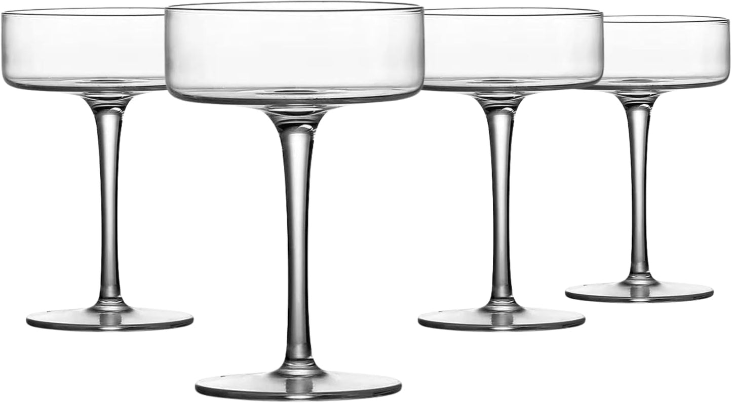 LEMONSODA Clear Martini Coupe Glasses - Classic Barware for Espresso Martini, Manhattan, Cosmopolitan – Handcrafted Luxury Glassware for Home Entertaining (Clear 6.5oz, Set of 4)