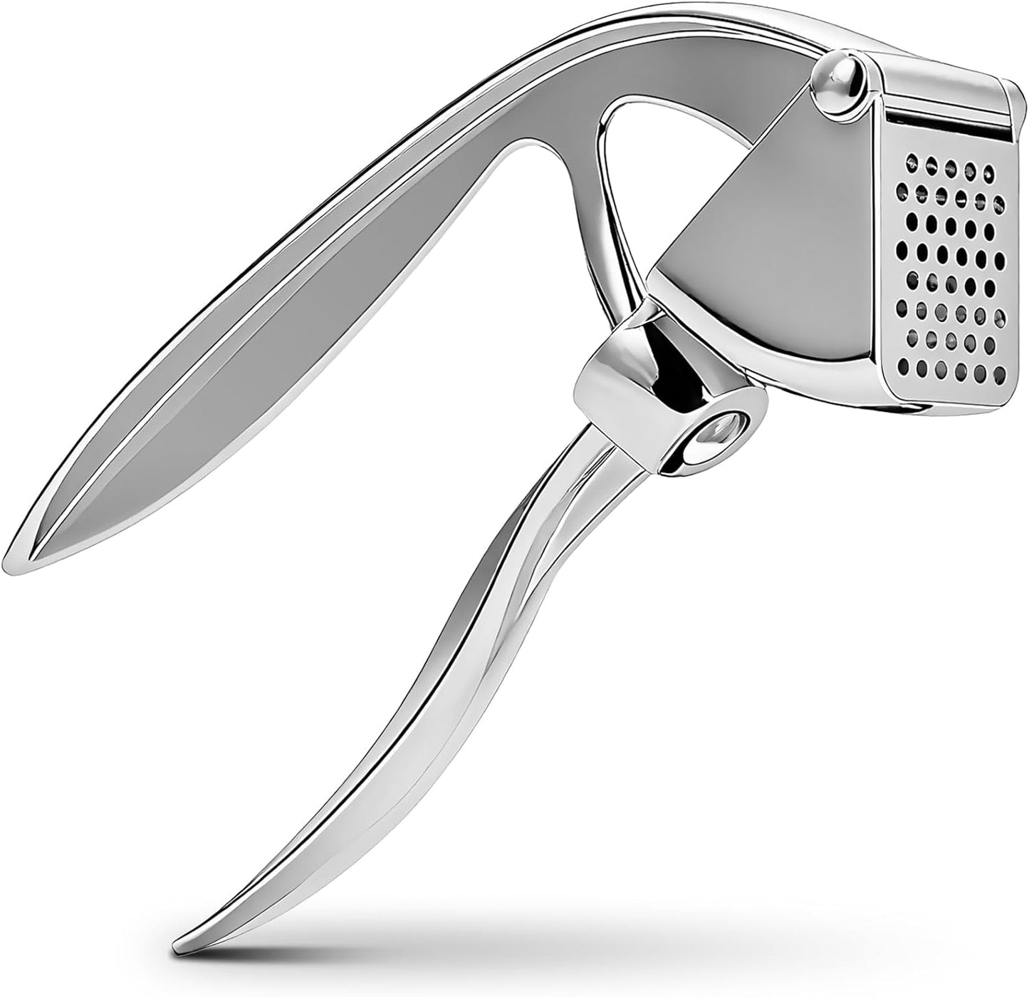 Garlic Press, Premium Kitchen Garlic Mincer Tool, Rust Proof & Dishwasher Safe, Heavy Duty Professional Metal Garlic Crusher with Ergonomic Handle, Easy to Squeeze and Clean -Silver