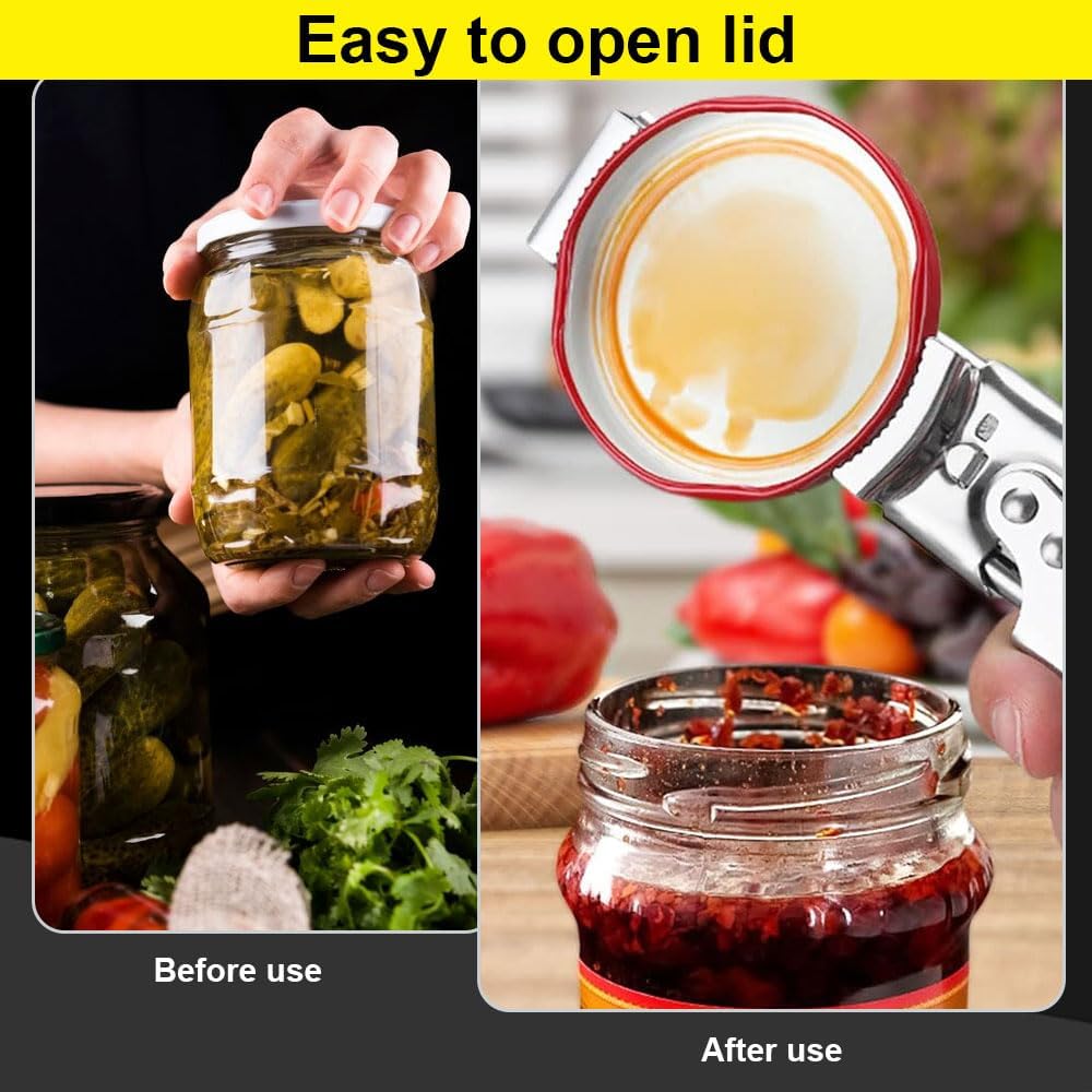 Adjustable Multifunction Bottle Cap Opener Stainless Steel Lids Off Jar Opener, 2025 Upgrade Adjustable Multifunctional Stainless Steel Can Opener Jar Opener for Weak Hands Seniors (3)